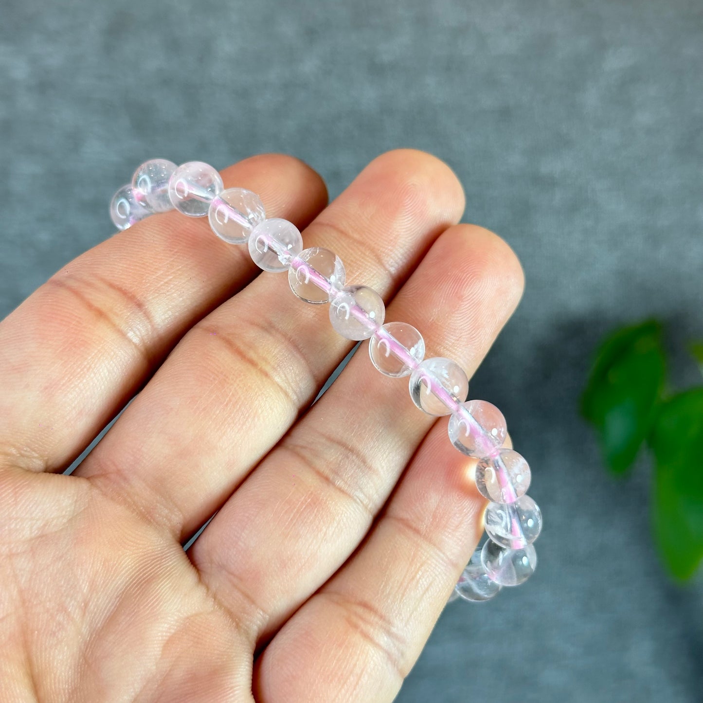 Sericite in Rose Quartz Braclet Size7.6 mm