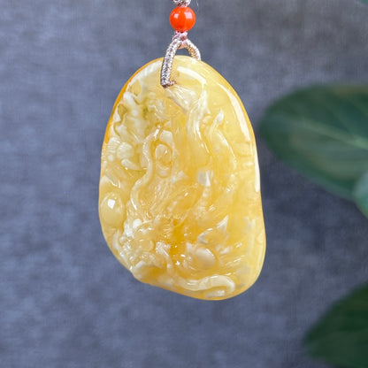 Natural Dragon Amber Pendant with Gem Review Certificate