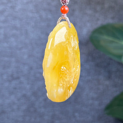 Natural Dragon Amber Pendant with Gem Review Certificate