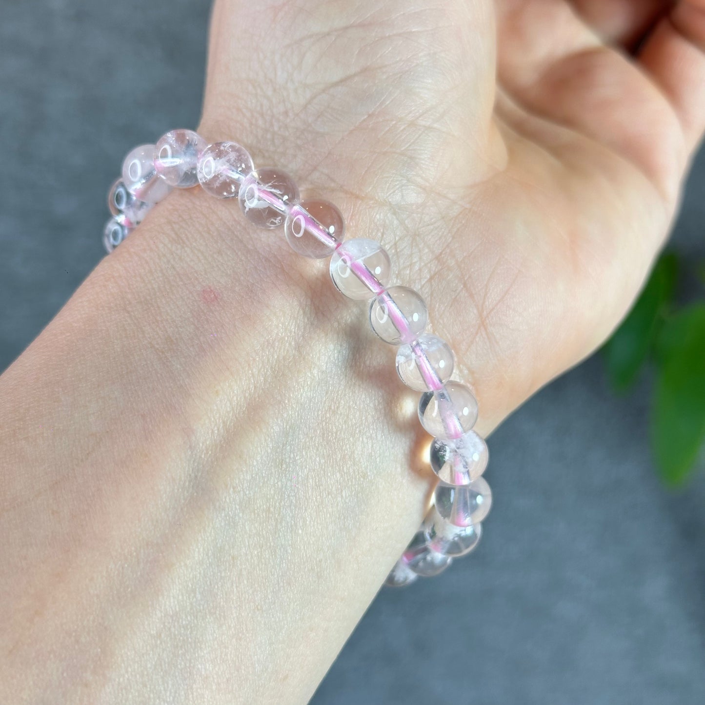 Sericite in Rose Quartz Braclet Size7.6 mm