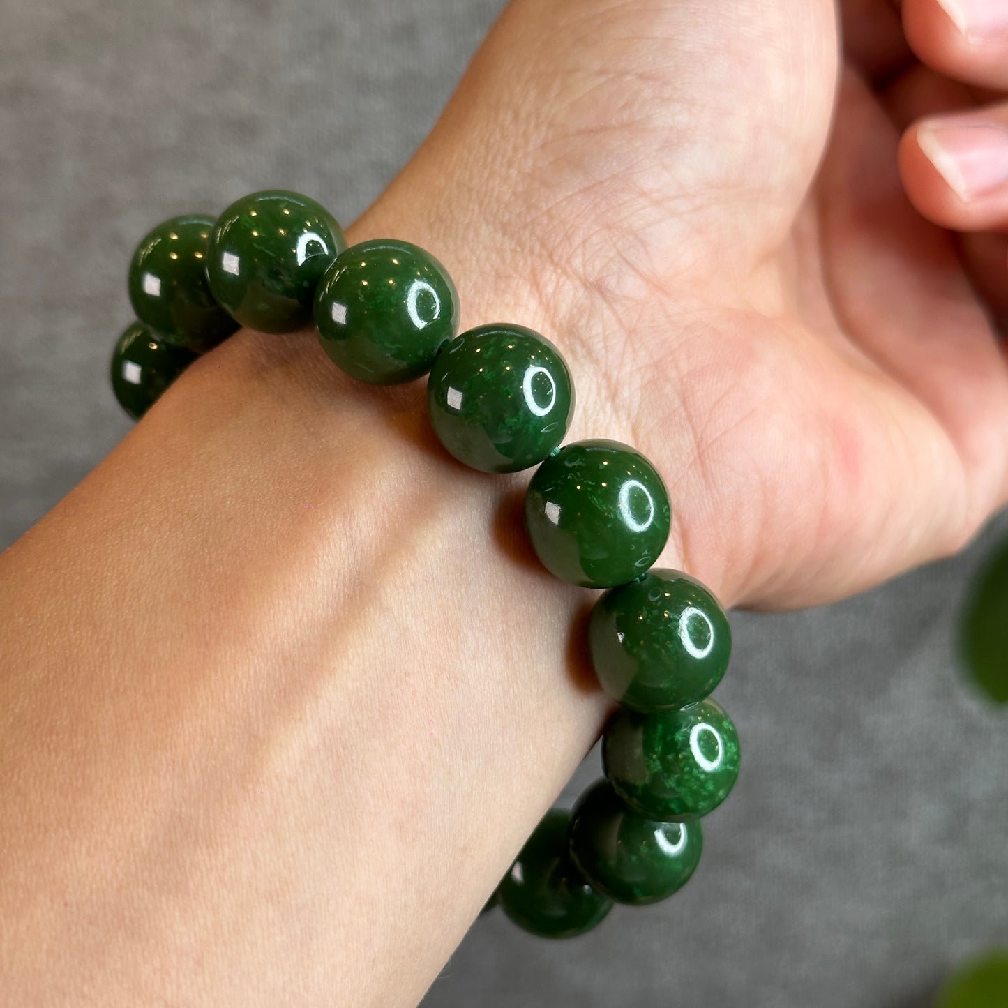 Nephrite Jade VIP Bracelet Size 14 mm