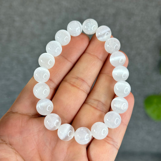 Natural Selenite Bracelet Size 10.5 mm