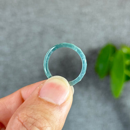 Natural Blue Water Facet Jadeite Jade Ring Size 1.9