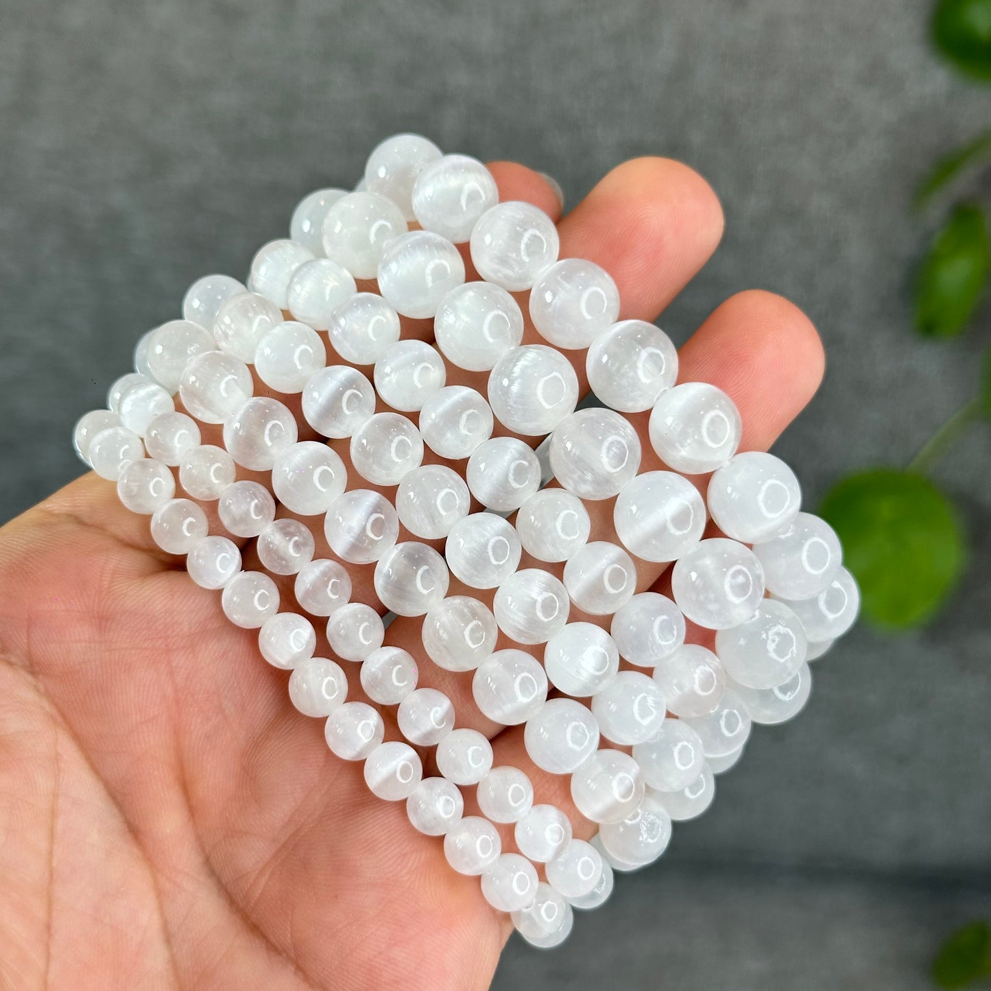 Natural Selenite Bracelet Size 10.5 mm