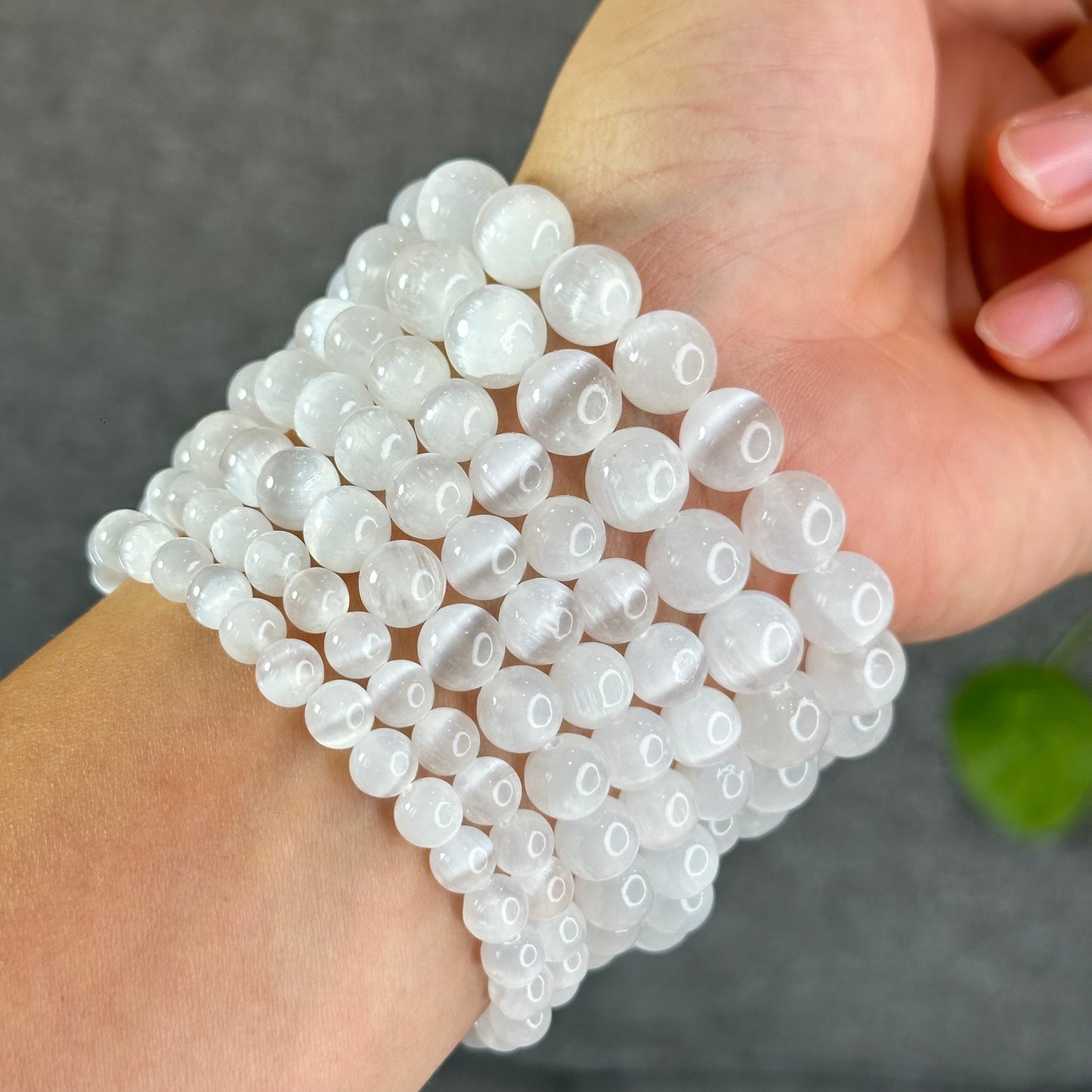 Natural Selenite Bracelet Size 10.5 mm