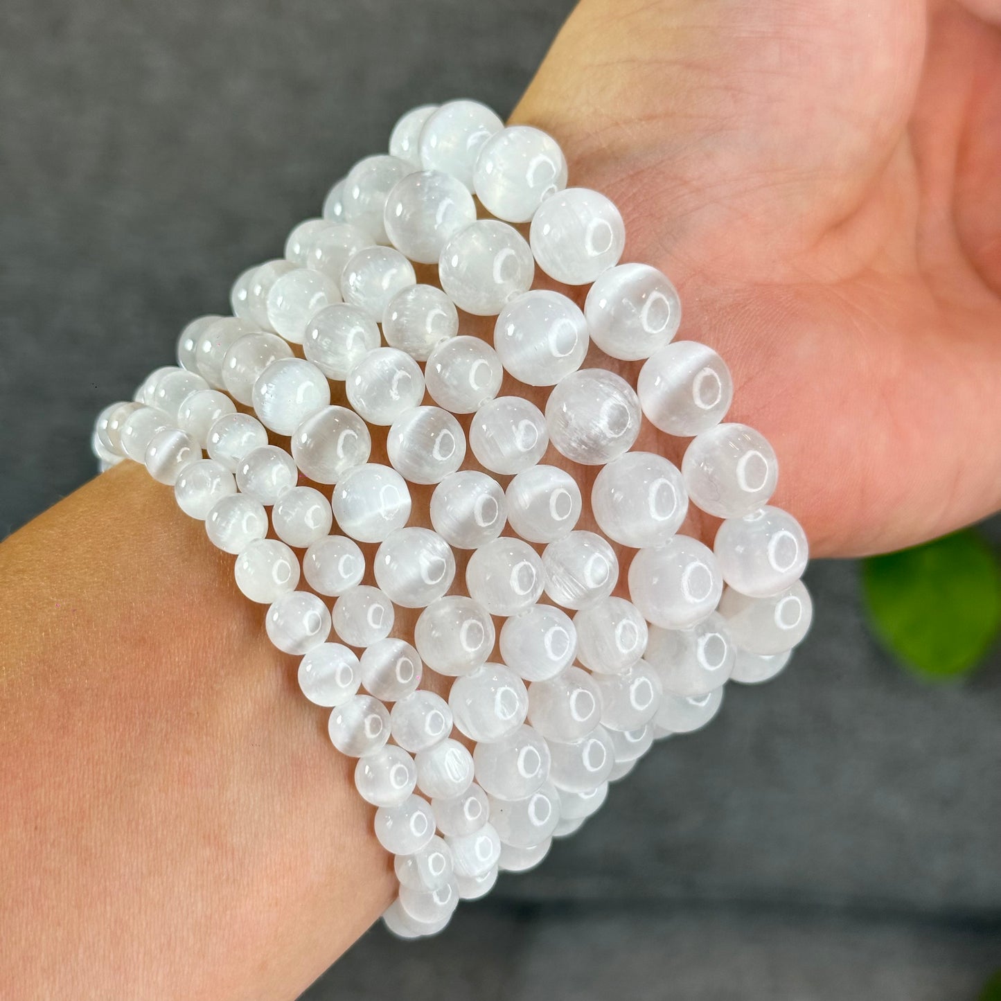 Natural Selenite Bracelet Size 10.5 mm