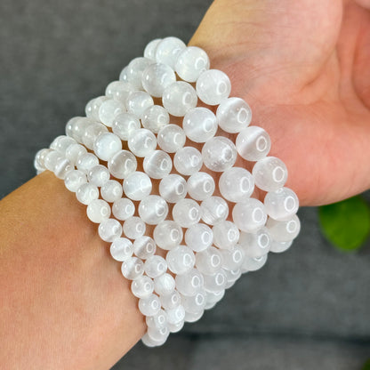Natural Selenite Bracelet Size 10.5 mm