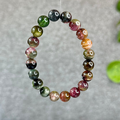 Natural Watermelon Tourmaline Bracelet Size 9.8 mm