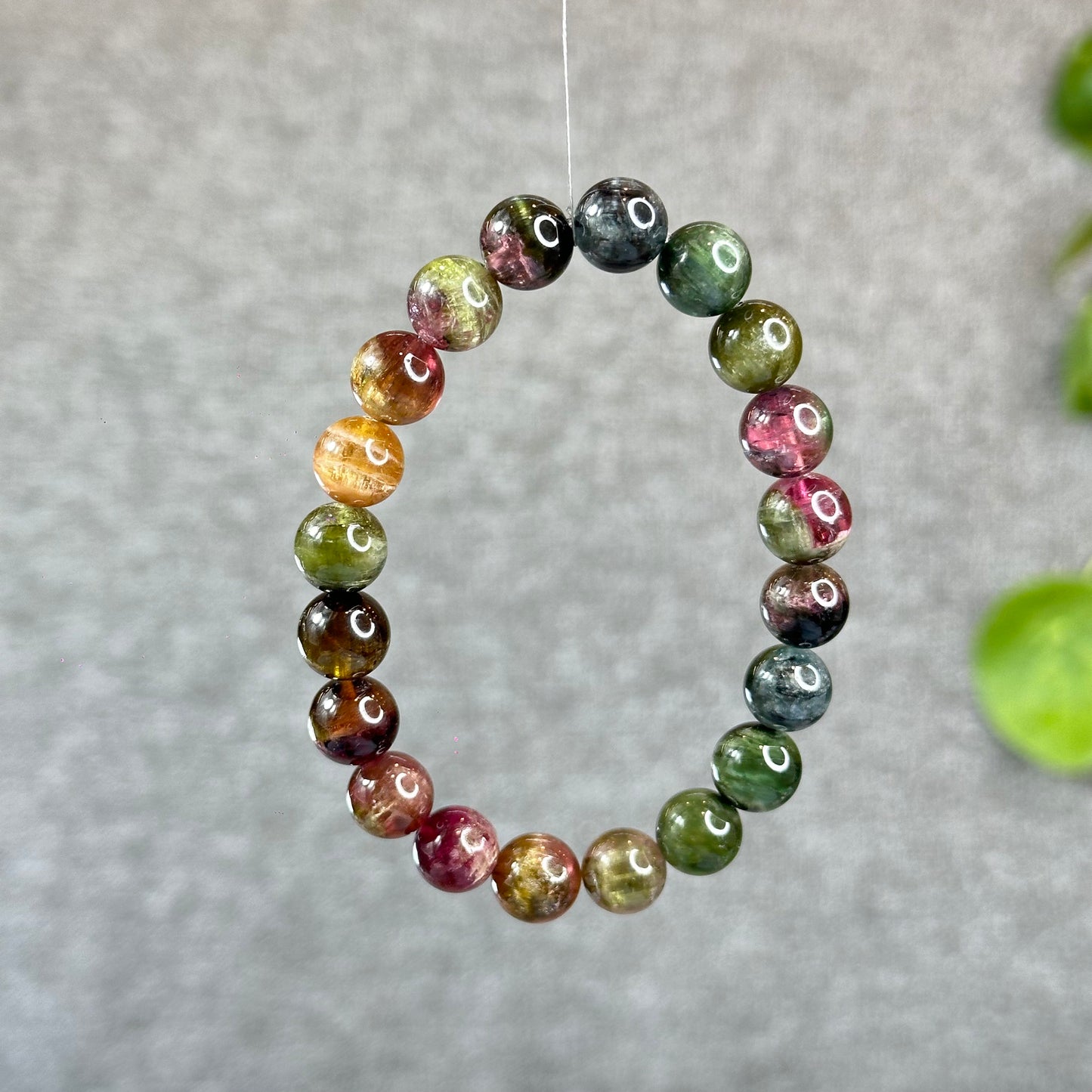 Natural Watermelon Tourmaline Bracelet Size 9.8 mm