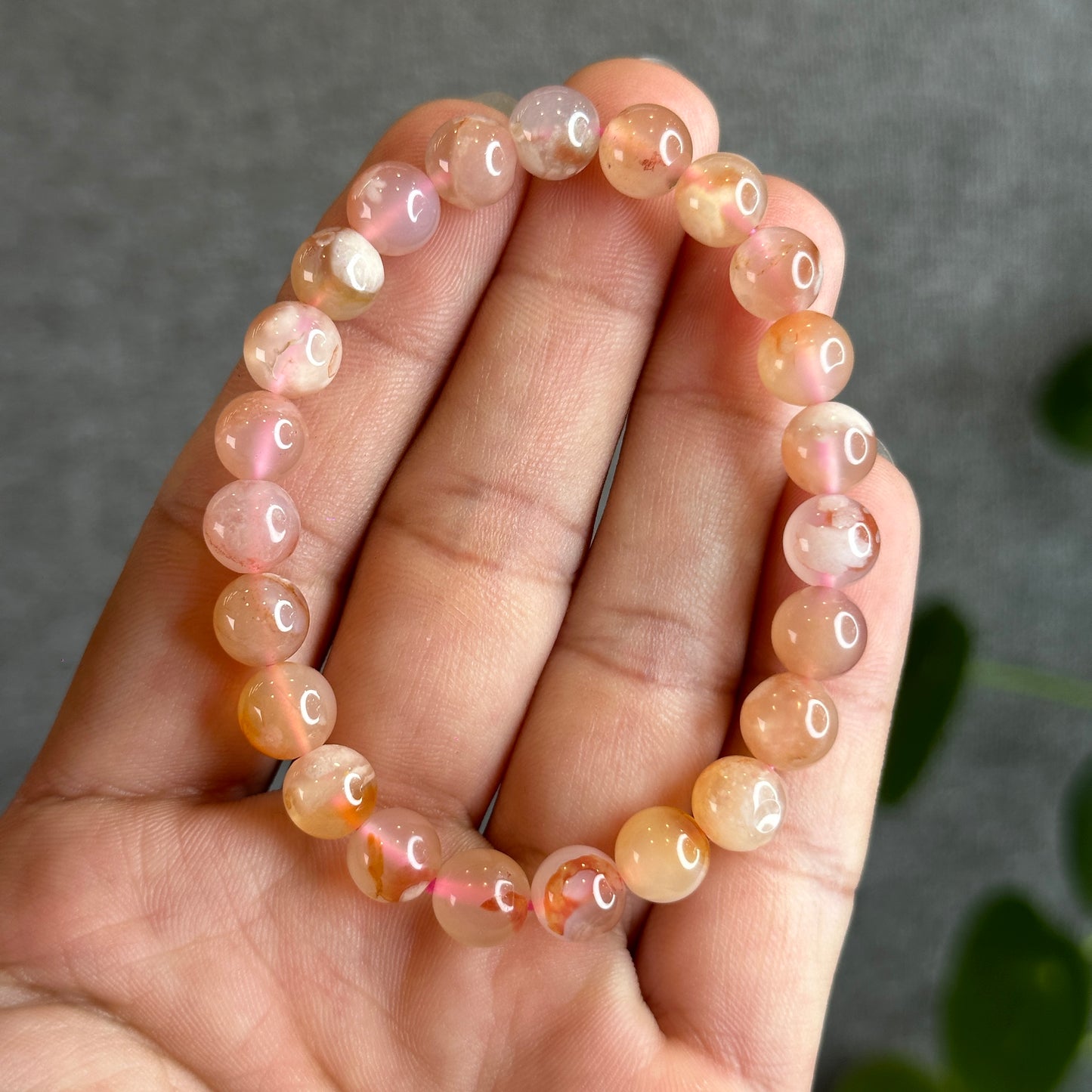 Floral Agate Bracelet Size 8 mm