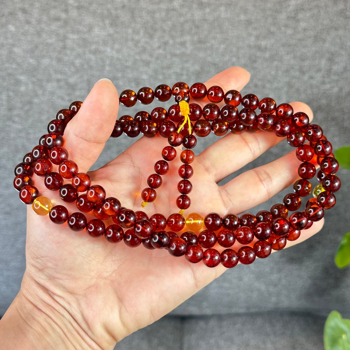 Natural Blood Amber Triple Wrap Bracelet Size 10 mm