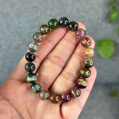 Natural Watermelon Tourmaline Bracelet Size 9.8 mm