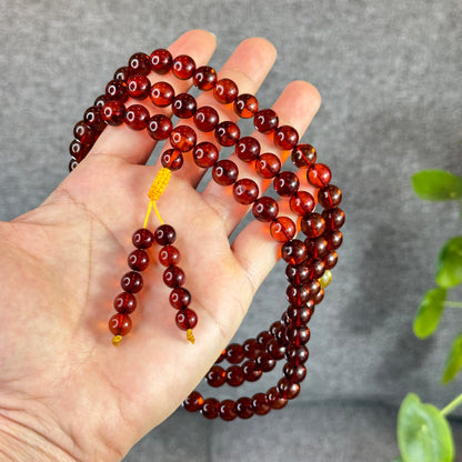 Natural Blood Amber Triple Wrap Bracelet Size 10 mm