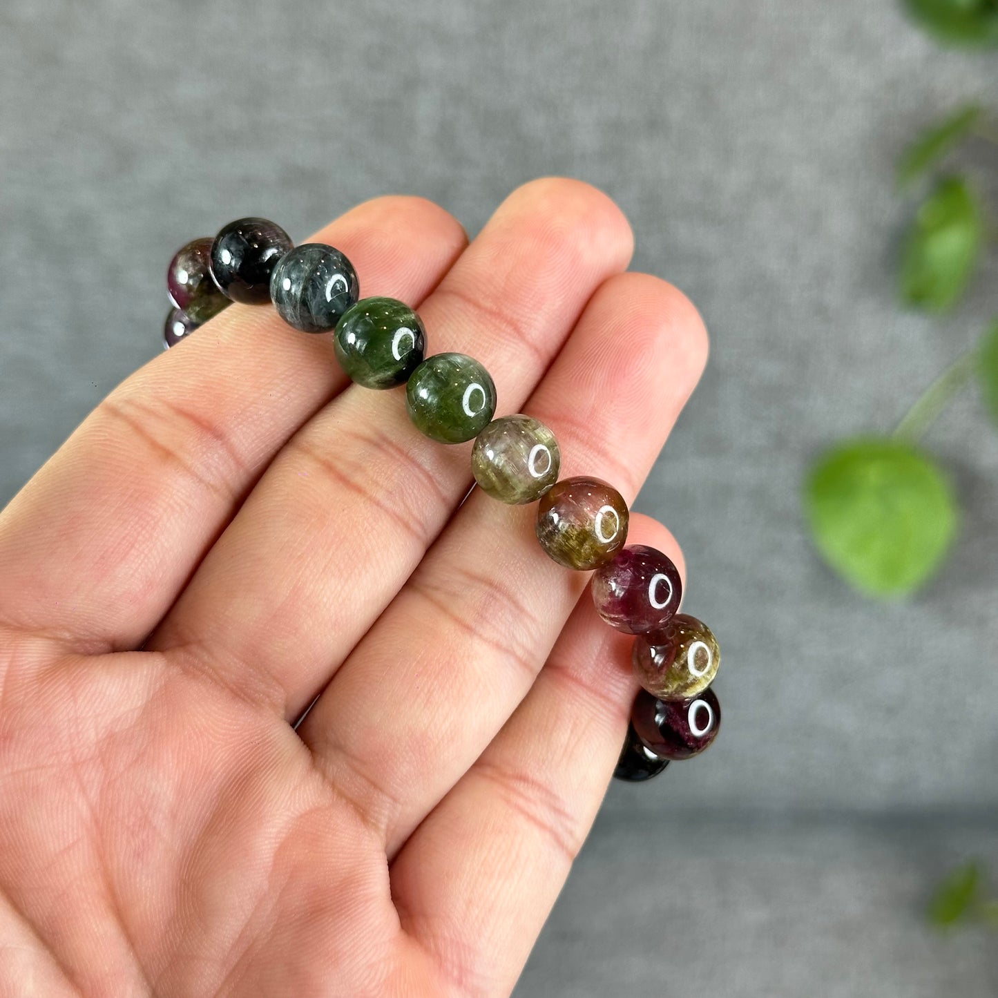 Natural Watermelon Tourmaline Bracelet Size 9.8 mm