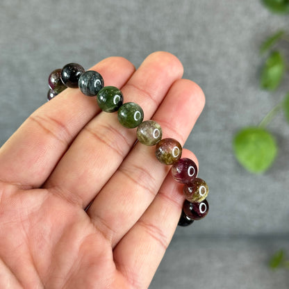 Natural Watermelon Tourmaline Bracelet Size 9.8 mm
