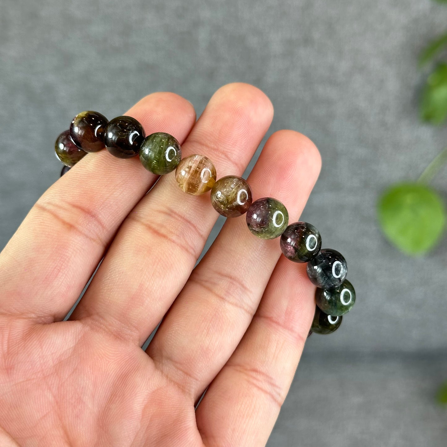 Natural Watermelon Tourmaline Bracelet Size 9.8 mm