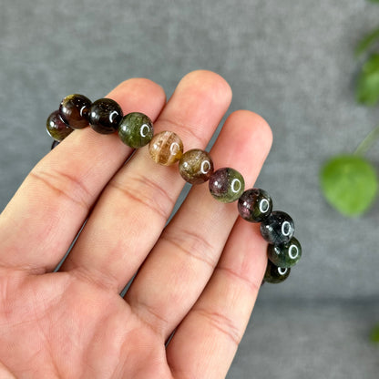 Natural Watermelon Tourmaline Bracelet Size 9.8 mm