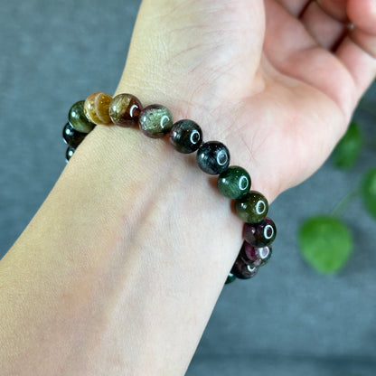 Natural Watermelon Tourmaline Bracelet Size 9.8 mm