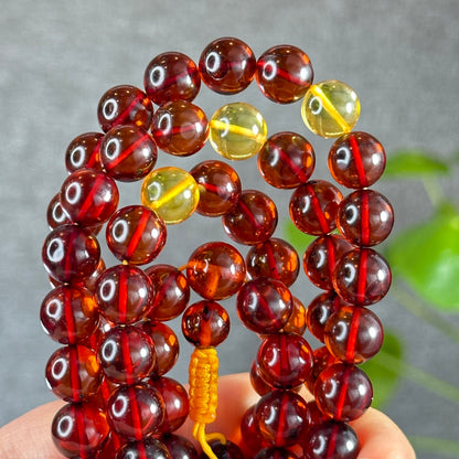 Natural Blood Amber Triple Wrap Bracelet Size 10 mm