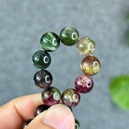 Natural Watermelon Tourmaline Bracelet Size 9.8 mm