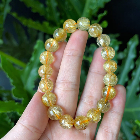 Natural Golden Rutilated Quartz Bracelet Size 10.5 mm