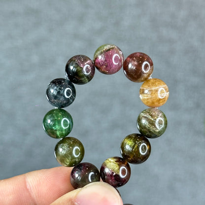 Natural Watermelon Tourmaline Bracelet Size 9.8 mm