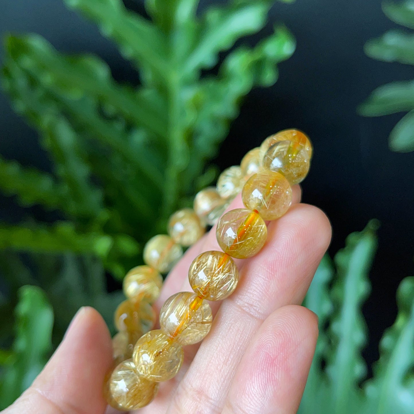 Natural Golden Rutilated Quartz Bracelet Size 10.5 mm