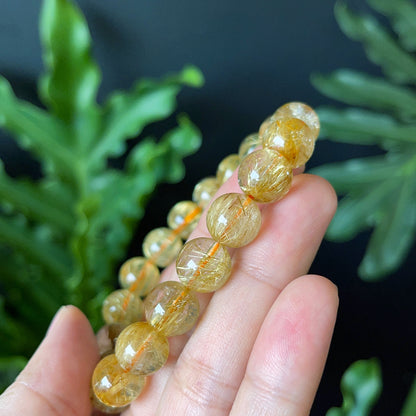 Natural Golden Rutilated Quartz Bracelet Size 10.5 mm