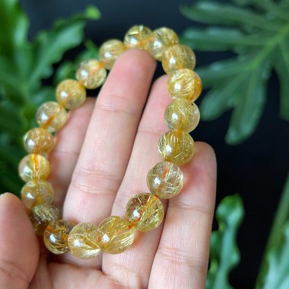 Natural Golden Rutilated Quartz Bracelet Size 10.5 mm