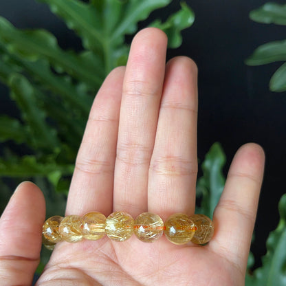 Natural Golden Rutilated Quartz Bracelet Size 10.5 mm