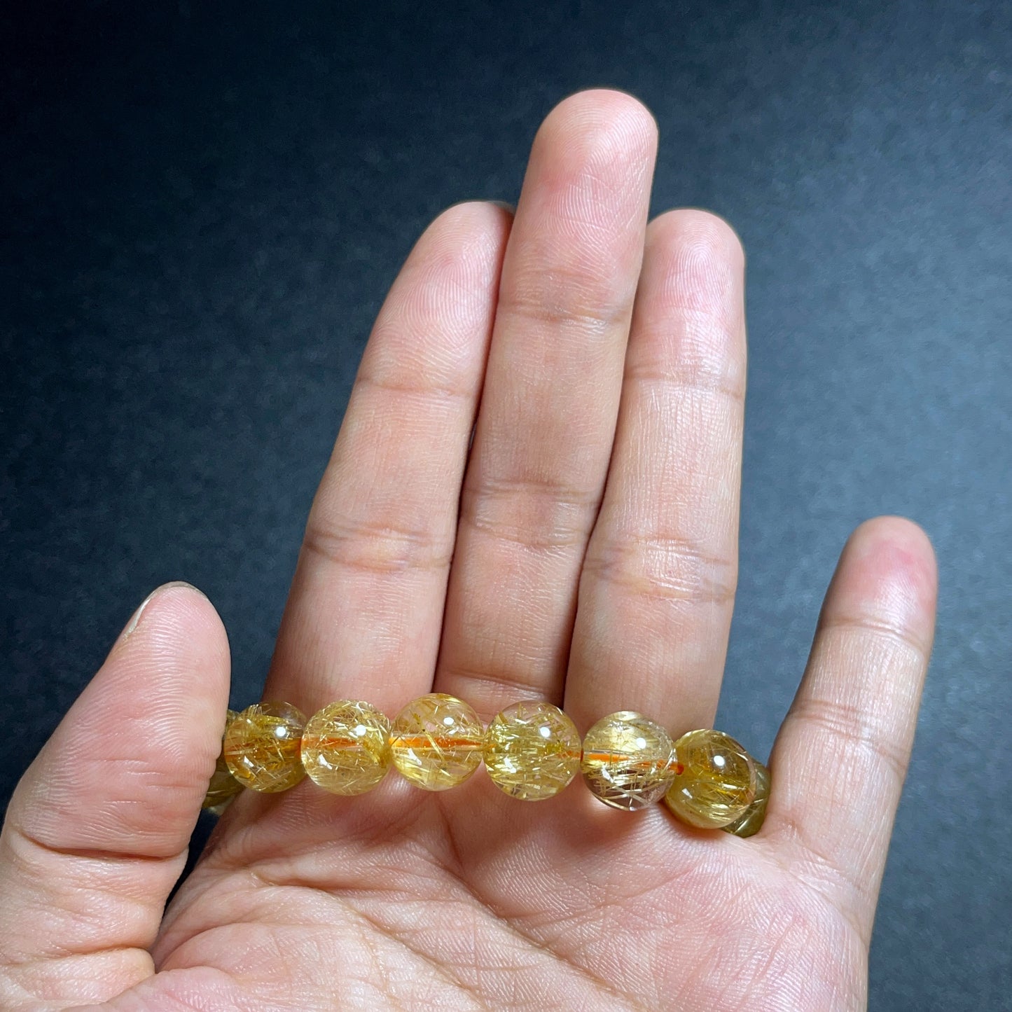 Natural Golden Rutilated Quartz Bracelet Size 10.5 mm