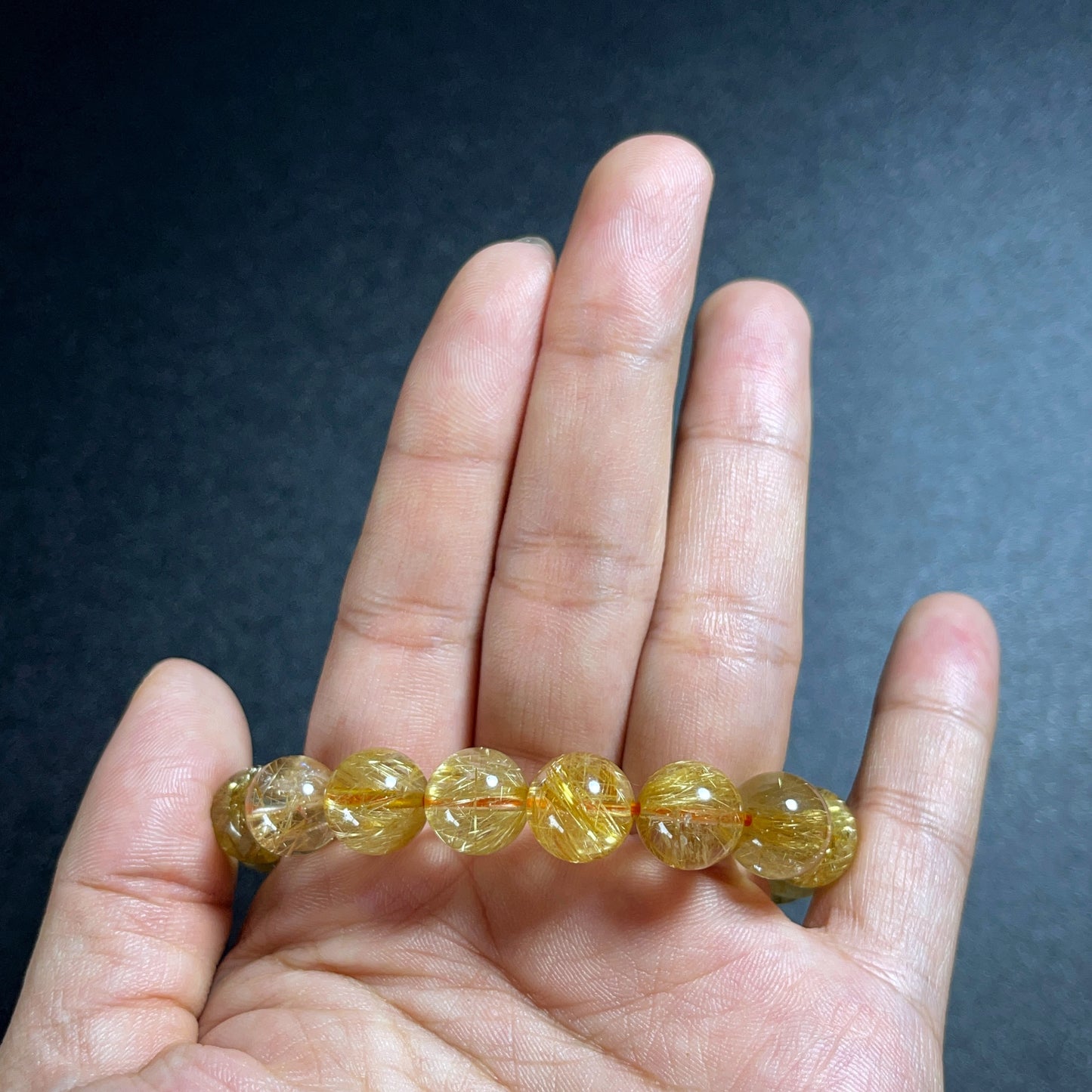 Natural Golden Rutilated Quartz Bracelet Size 10.5 mm