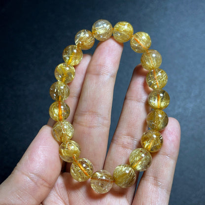 Natural Golden Rutilated Quartz Bracelet Size 10.5 mm