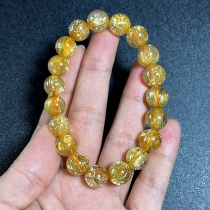 Natural Golden Rutilated Quartz Bracelet Size 10.5 mm