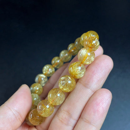 Natural Golden Rutilated Quartz Bracelet Size 10.5 mm