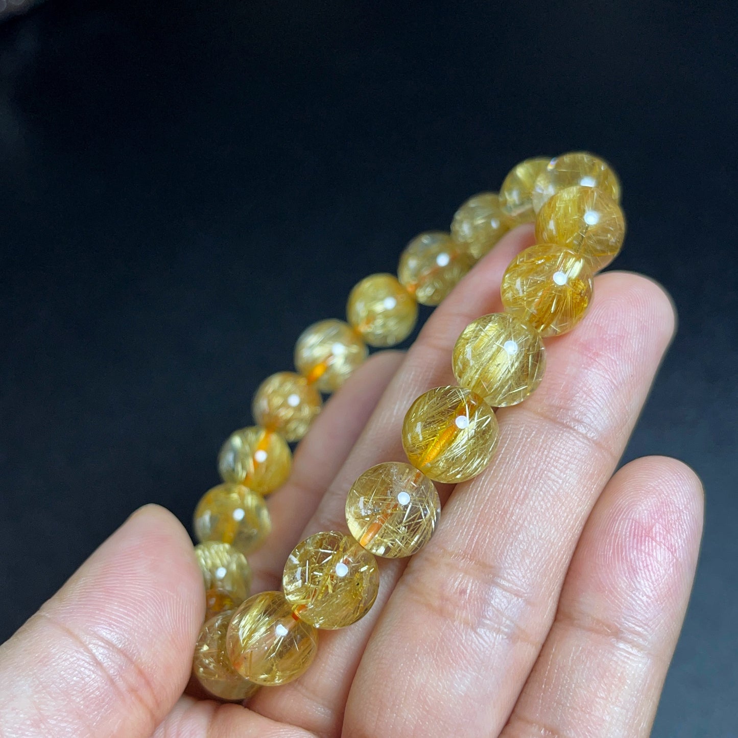 Natural Golden Rutilated Quartz Bracelet Size 10.5 mm