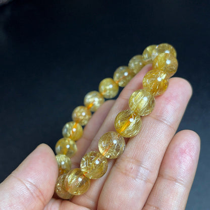 Natural Golden Rutilated Quartz Bracelet Size 10.5 mm