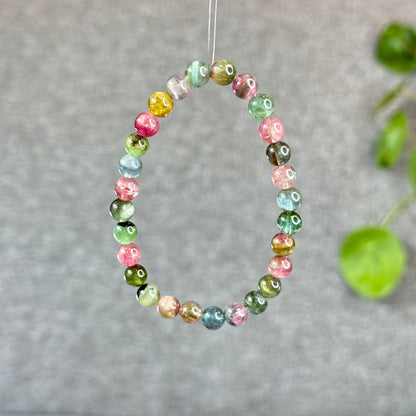 Natural Watermelon Tourmaline Bracelet Size 6.6 mm