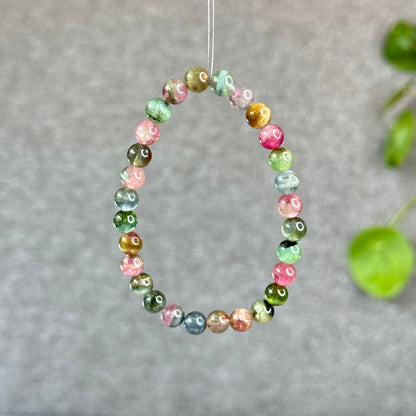 Natural Watermelon Tourmaline Bracelet Size 6.6 mm