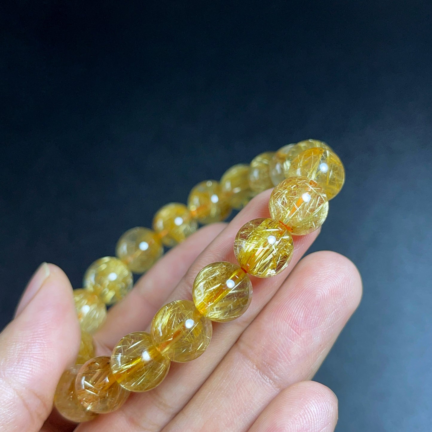 Natural Golden Rutilated Quartz Bracelet Size 10.5 mm