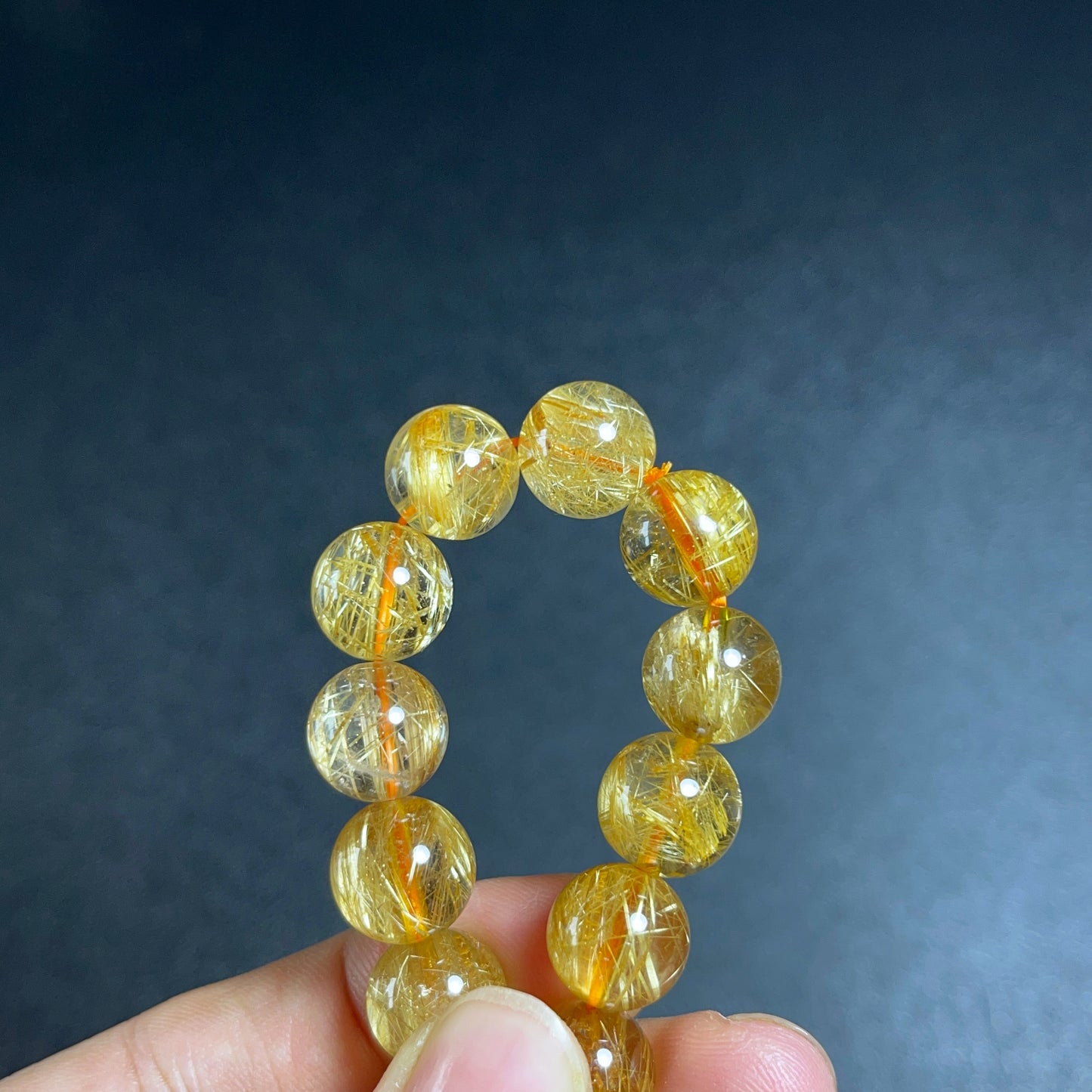 Natural Golden Rutilated Quartz Bracelet Size 10.5 mm