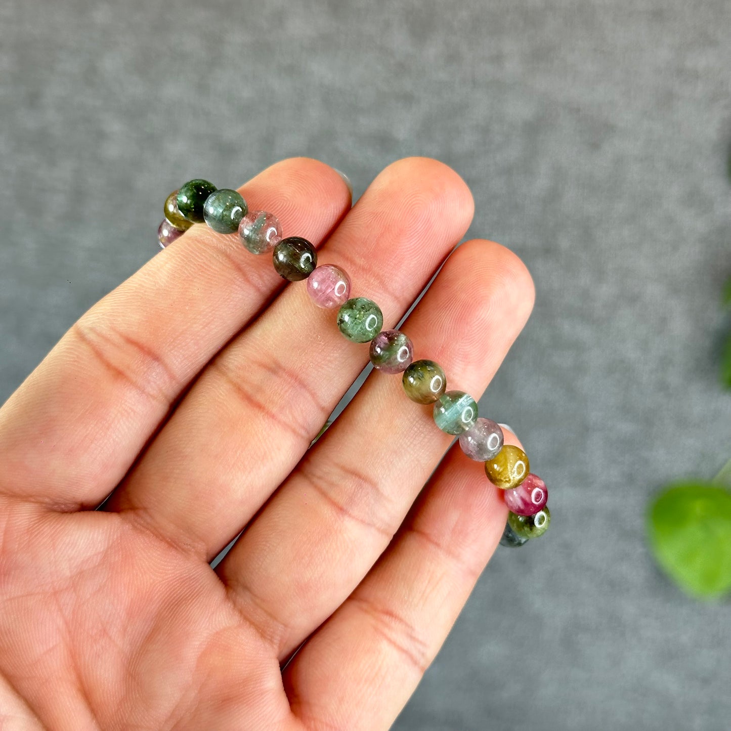 Natural Watermelon Tourmaline Bracelet Size 6.6 mm
