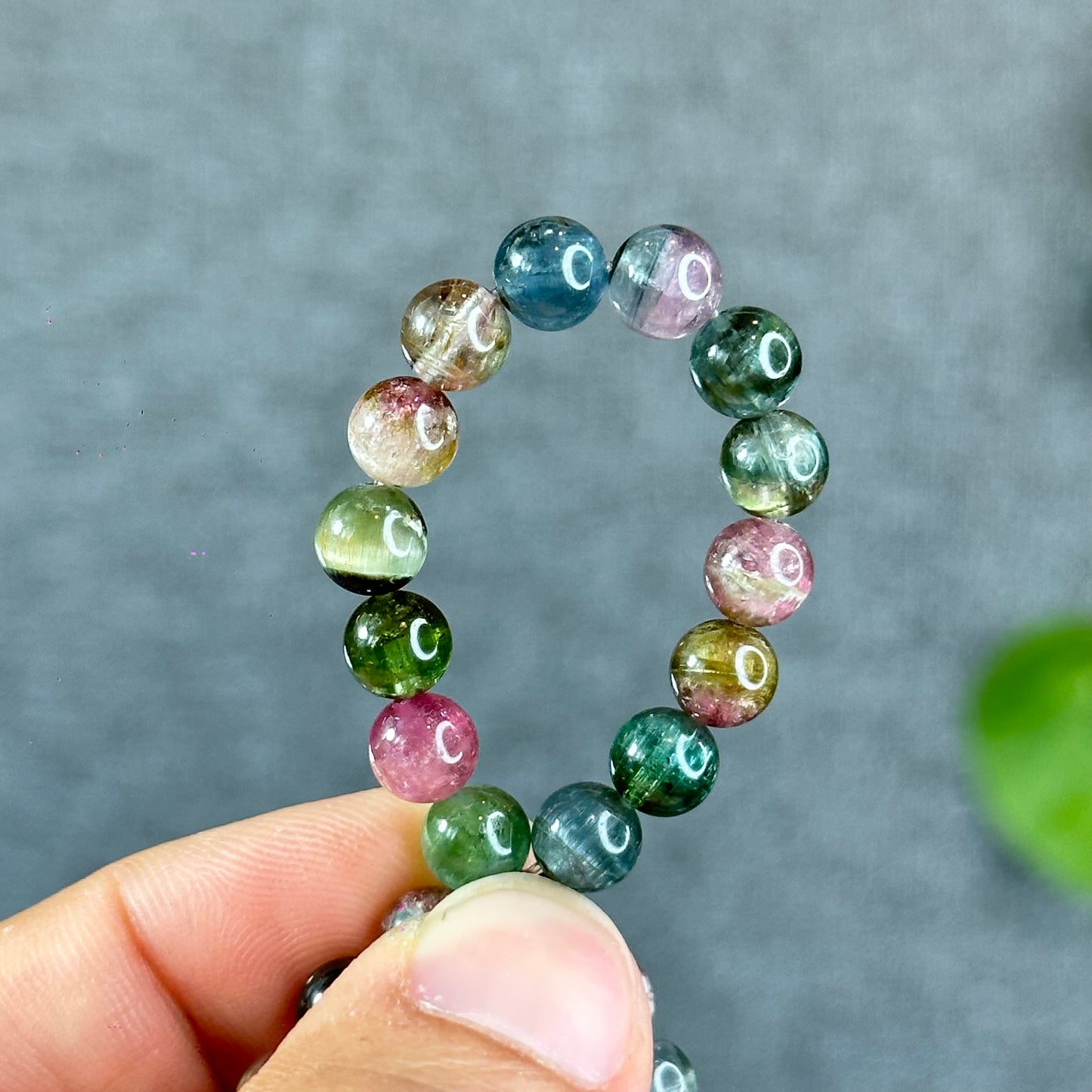 Natural Watermelon Tourmaline Bracelet Size 6.6 mm