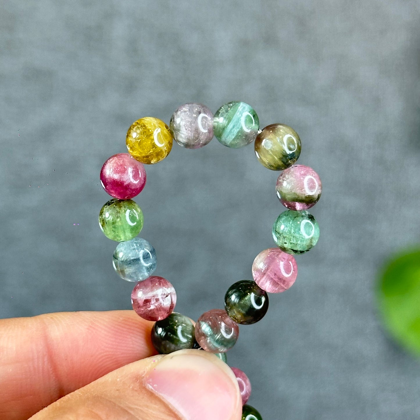 Natural Watermelon Tourmaline Bracelet Size 6.6 mm