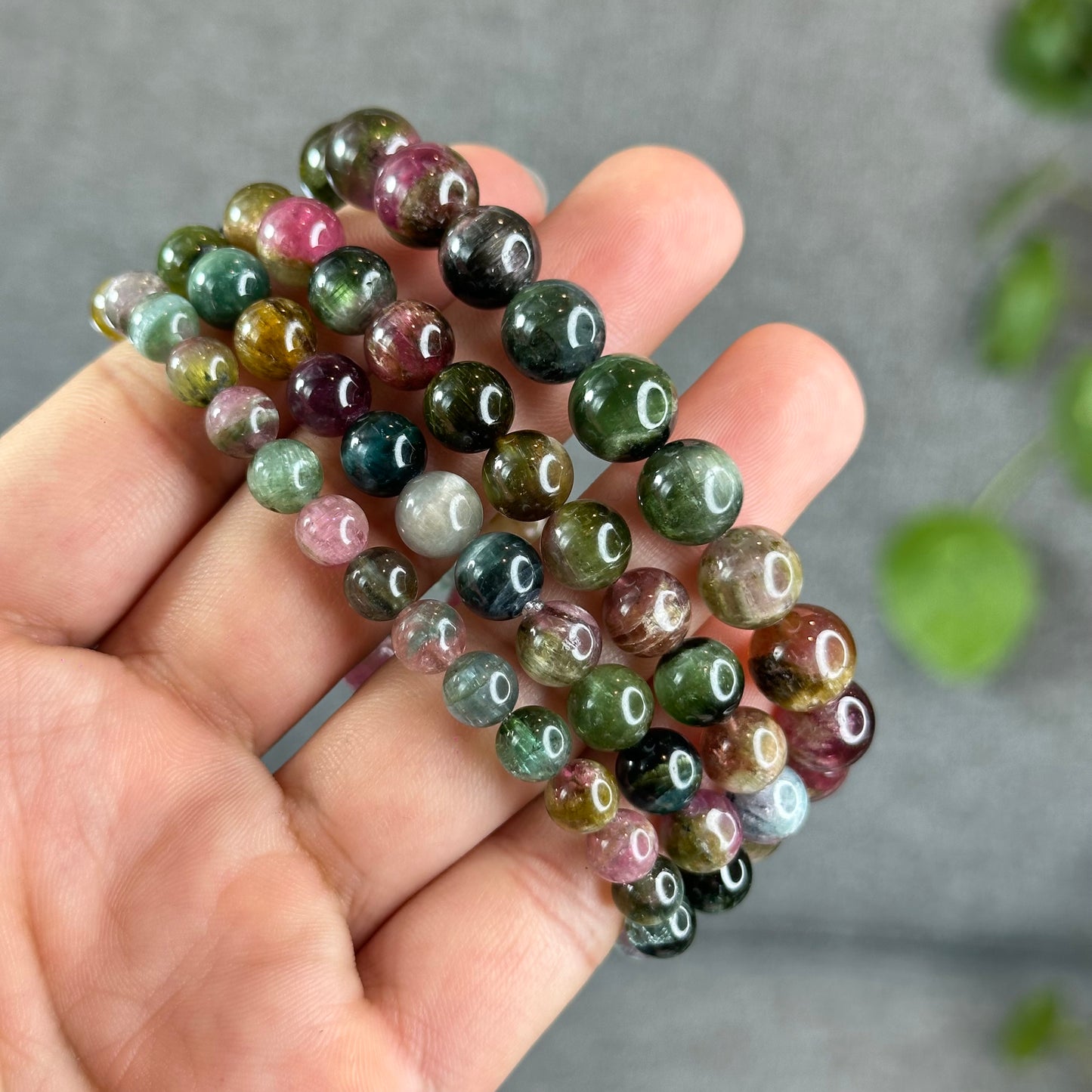 Natural Watermelon Tourmaline Bracelet Size 6.6 mm