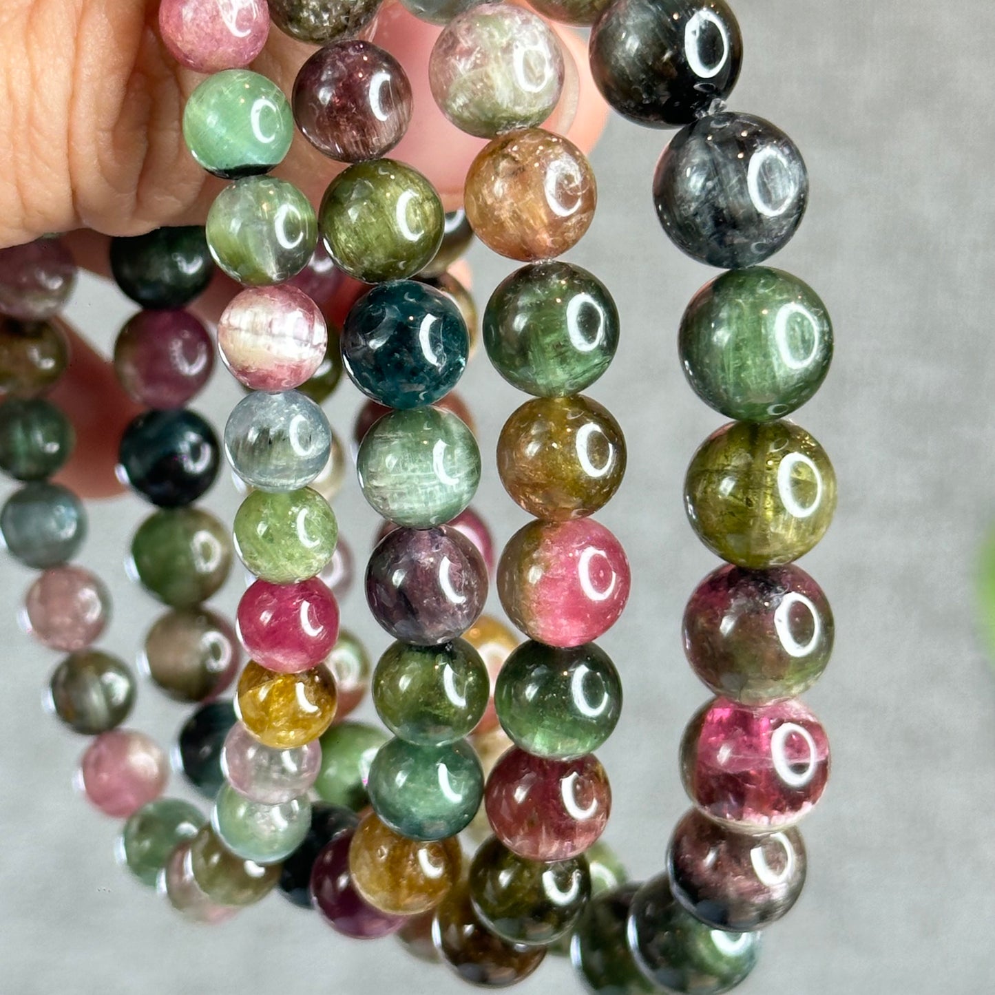 Natural Watermelon Tourmaline Bracelet Size 9.8 mm
