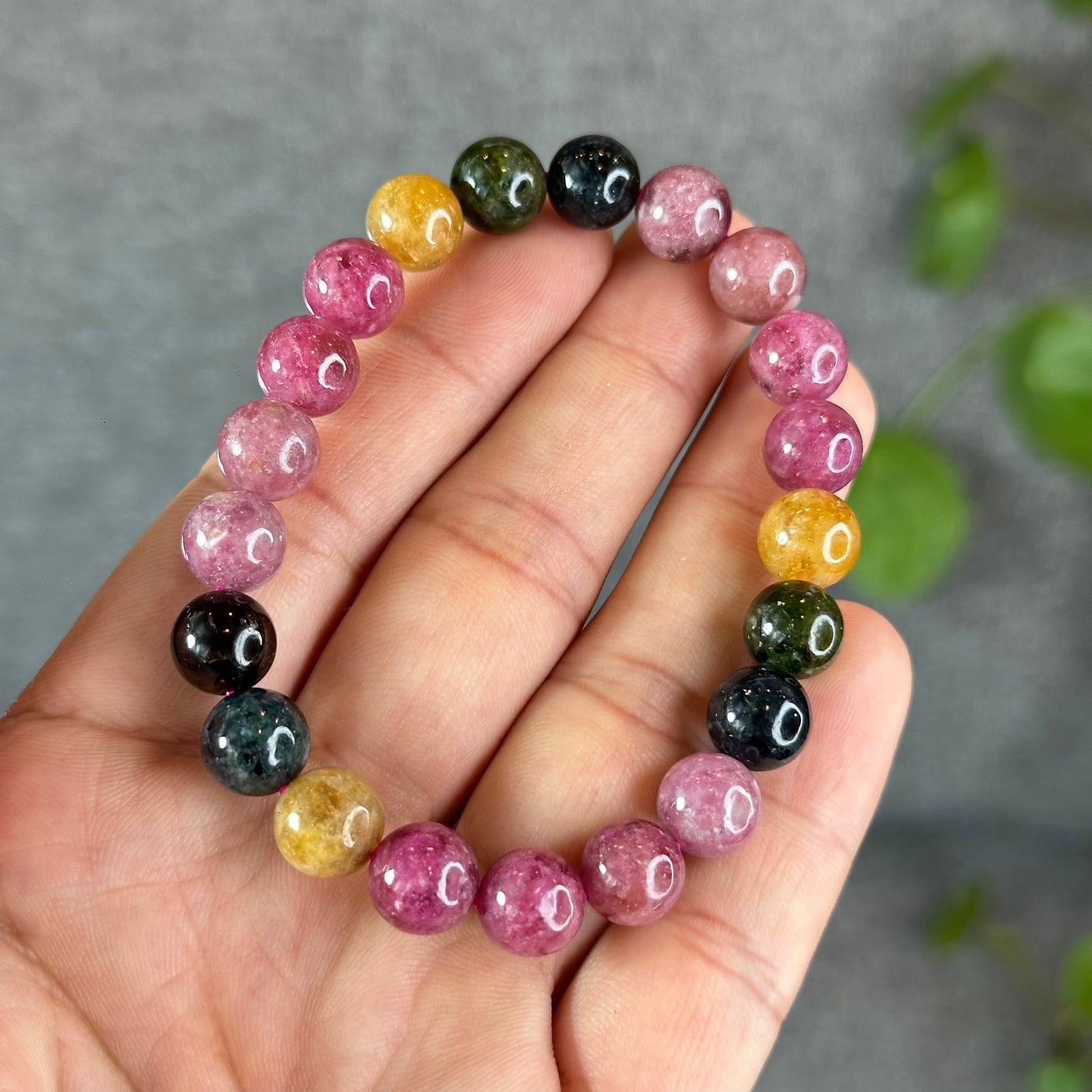 Natural  Multicolour Tourmaline Bracelet Size 9.3 mm