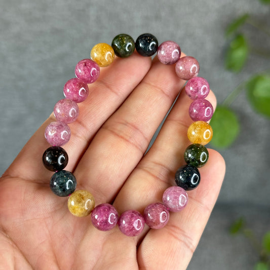 Natural  Multicolour Tourmaline Bracelet Size 9.3 mm