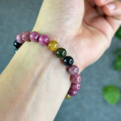Natural  Multicolour Tourmaline Bracelet Size 9.3 mm