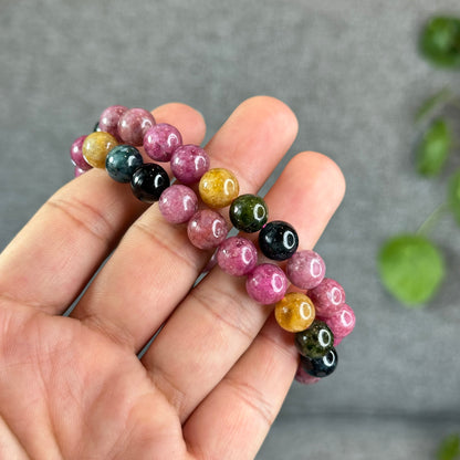 Natural  Multicolour Tourmaline Bracelet Size 9.3 mm